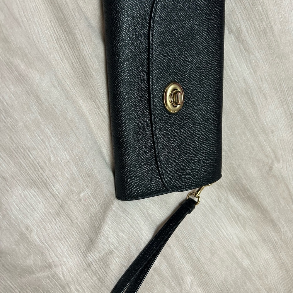 Black Wristlet Clutch with Gold Accent